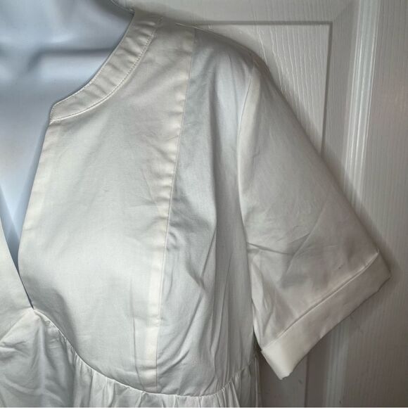 Modcloth Never Better Y-Neck Top White Peplum Blouse Shirt Size M NWT - Picture 7 of 12